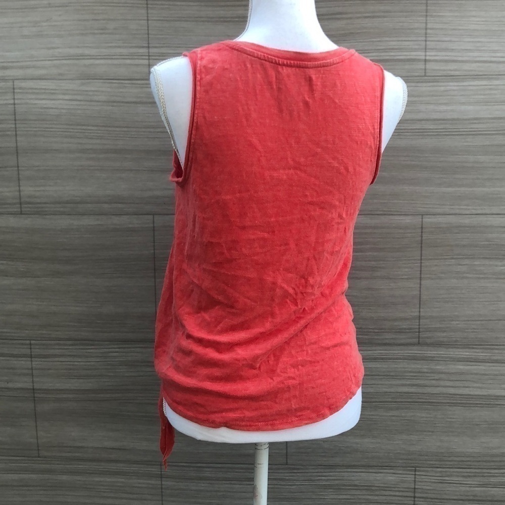 Maeve Anthropologie Tank Top XS Coral Red Side Tie Slub Knit Sleeveless - Picture 5 of 8